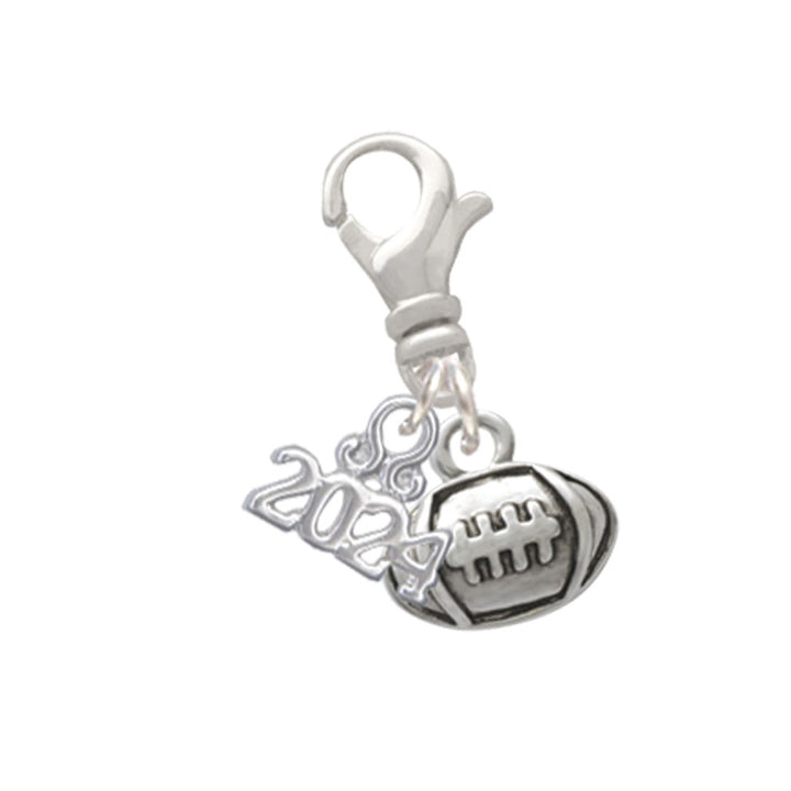 Delight Jewelry Silvertone Mini Football Clip on Charm with Year 2024 Image 1