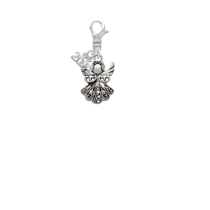 Delight Jewelry Silvertone Angel Clip on Charm with Year 2024 Image 2