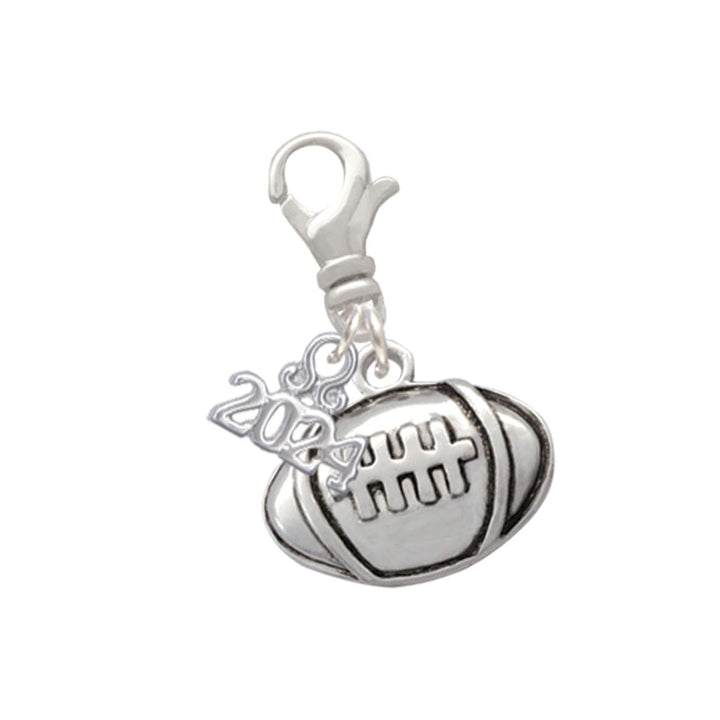 Delight Jewelry Silvertone Large Football Clip on Charm with Year 2024 Image 1