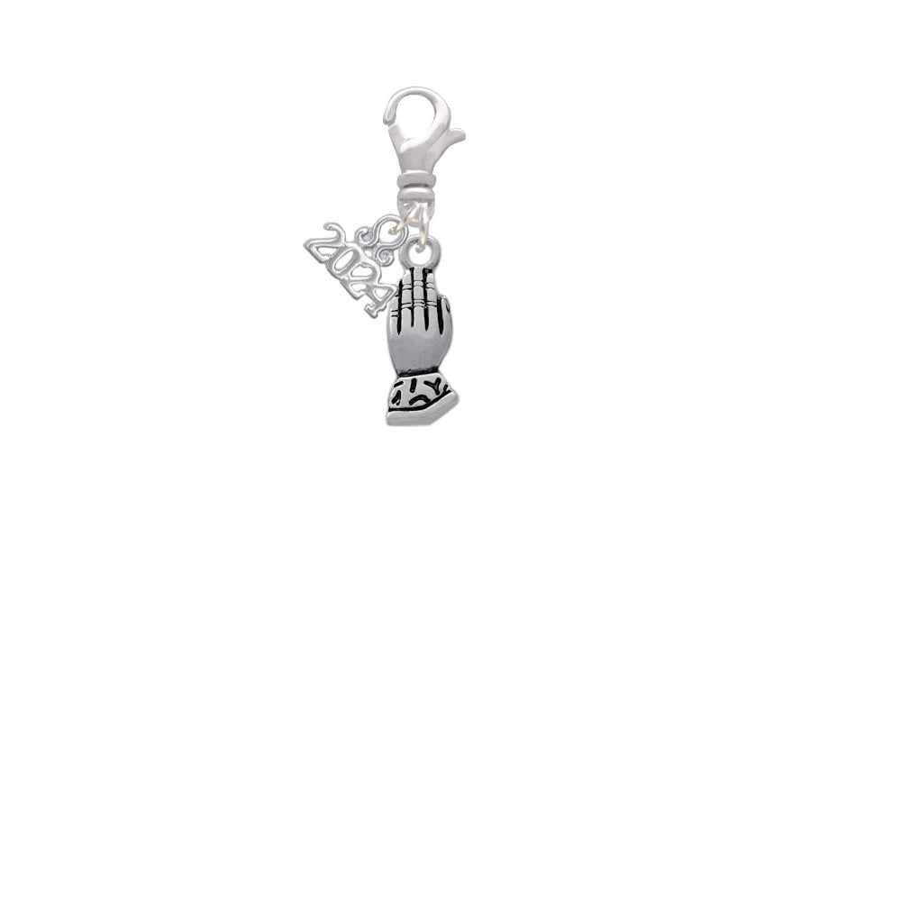 Delight Jewelry Silvertone Praying Hands Clip on Charm with Year 2024 Image 2