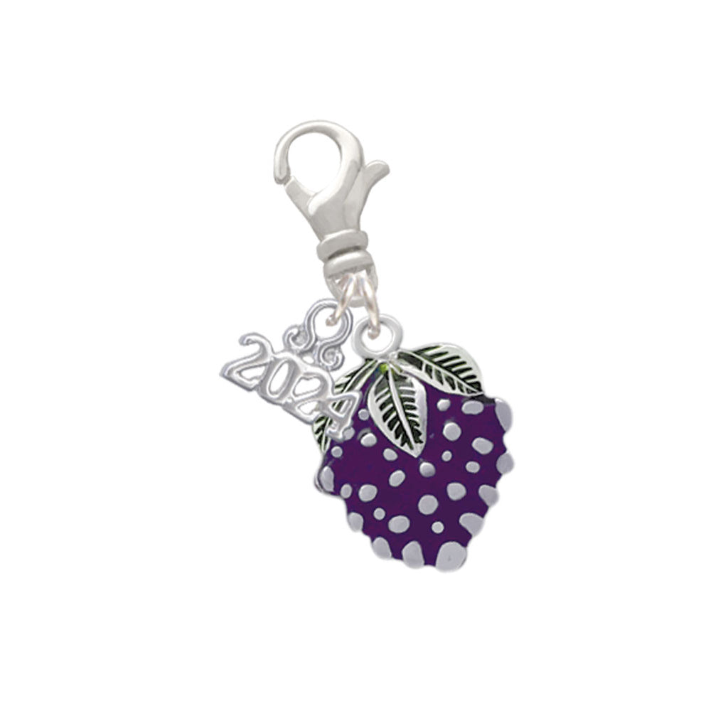 Delight Jewelry Silvertone Purple Grapes Clip on Charm with Year 2024 Image 1