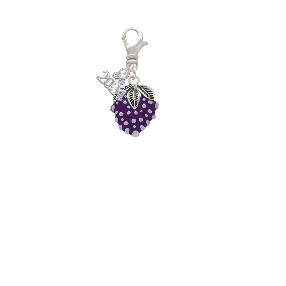 Delight Jewelry Silvertone Purple Grapes Clip on Charm with Year 2024 Image 2