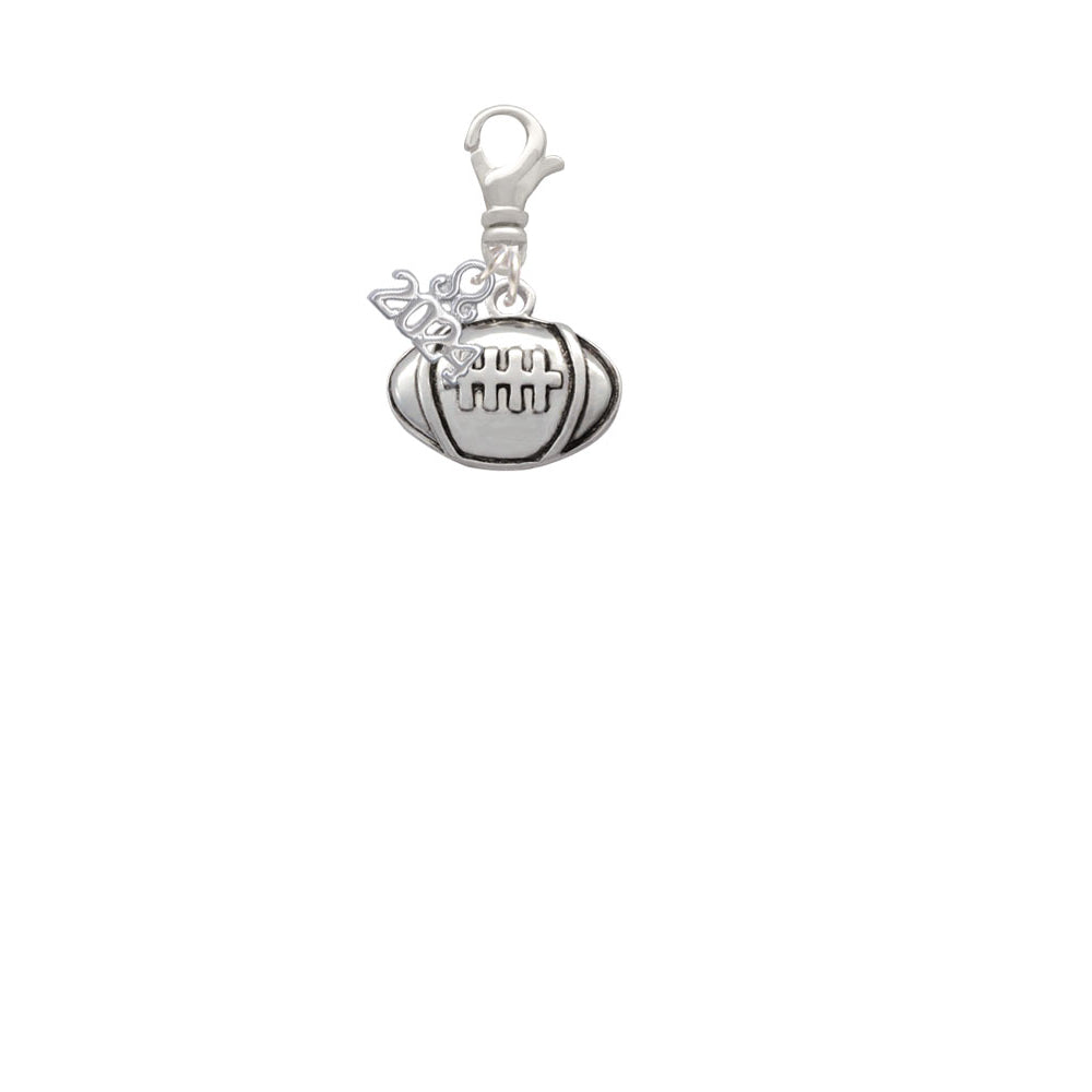 Delight Jewelry Silvertone Large Football Clip on Charm with Year 2024 Image 2