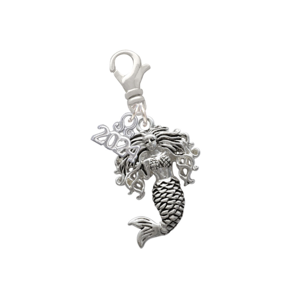 Delight Jewelry Silvertone Mermaid Clip on Charm with Year 2024 Image 1