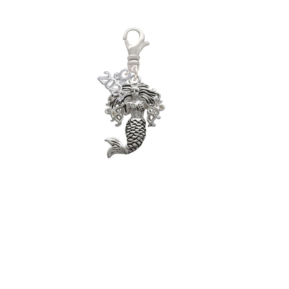 Delight Jewelry Silvertone Mermaid Clip on Charm with Year 2024 Image 2
