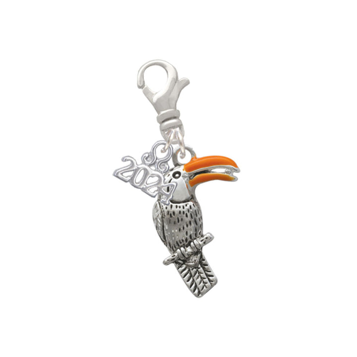 Delight Jewelry Silvertone Toucan Clip on Charm with Year 2024 Image 1