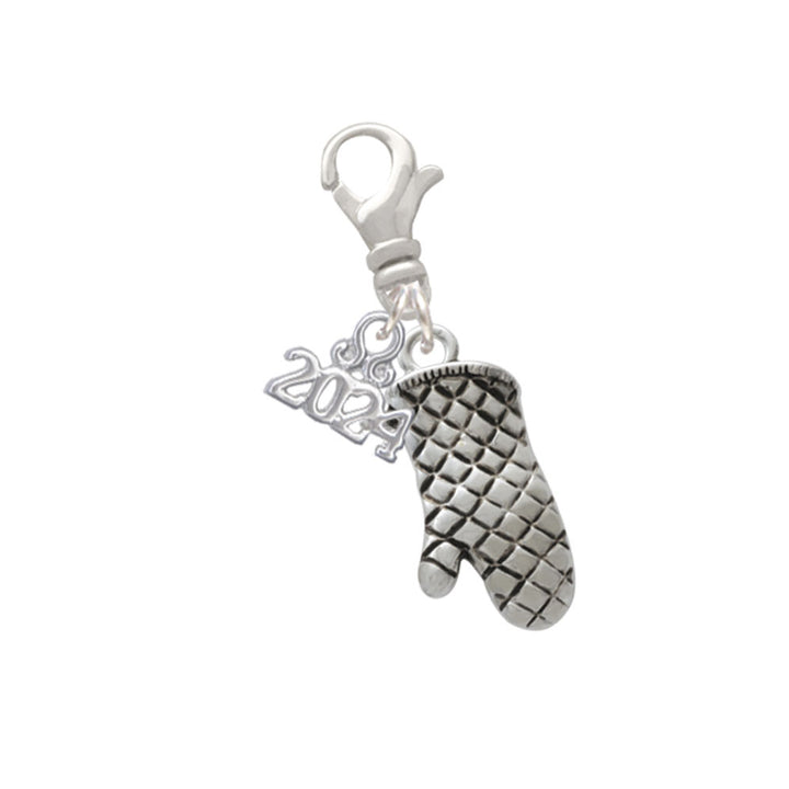 Delight Jewelry Silvertone Oven Mitt Clip on Charm with Year 2024 Image 1