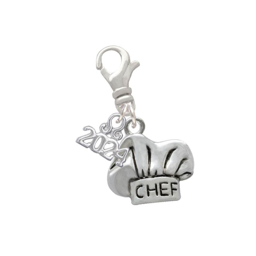 Delight Jewelry Silvertone Chef Hat Clip on Charm with Year 2024 Image 1