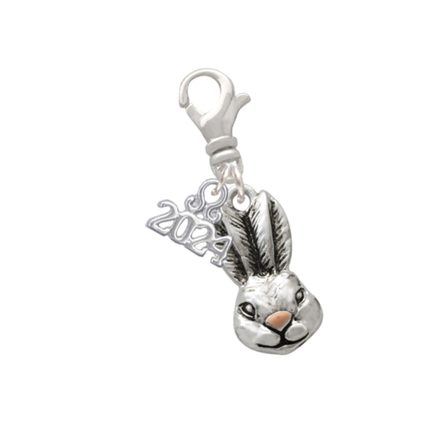 Delight Jewelry Antiqued Bunny Head Clip on Charm with Year 2024 Image 1