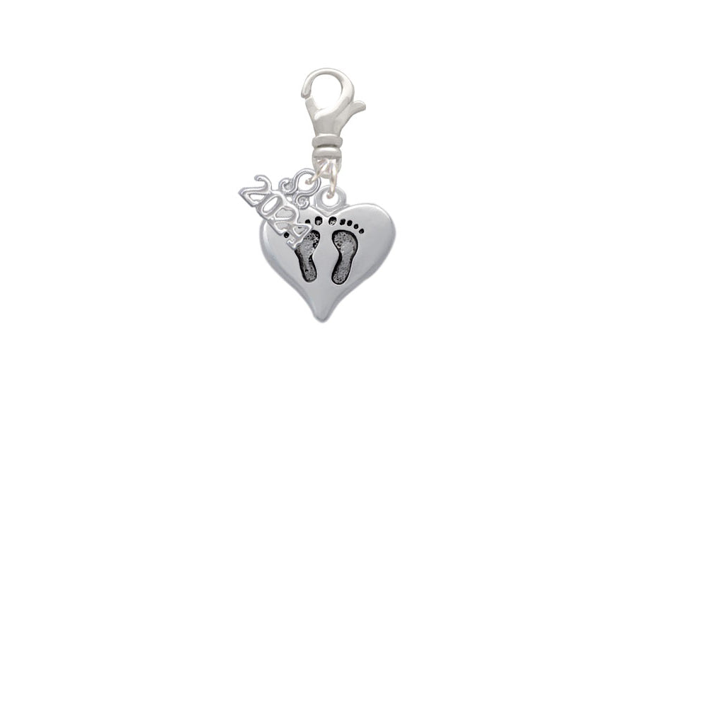 Delight Jewelry Silvertone Heart with Baby Feet Clip on Charm with Year 2024 Image 2