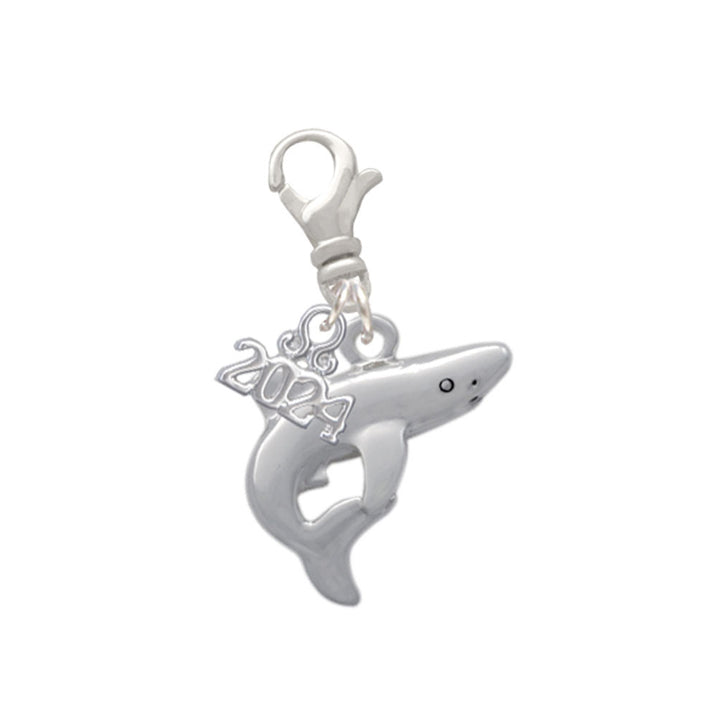 Delight Jewelry Silvertone Shark Clip on Charm with Year 2024 Image 1