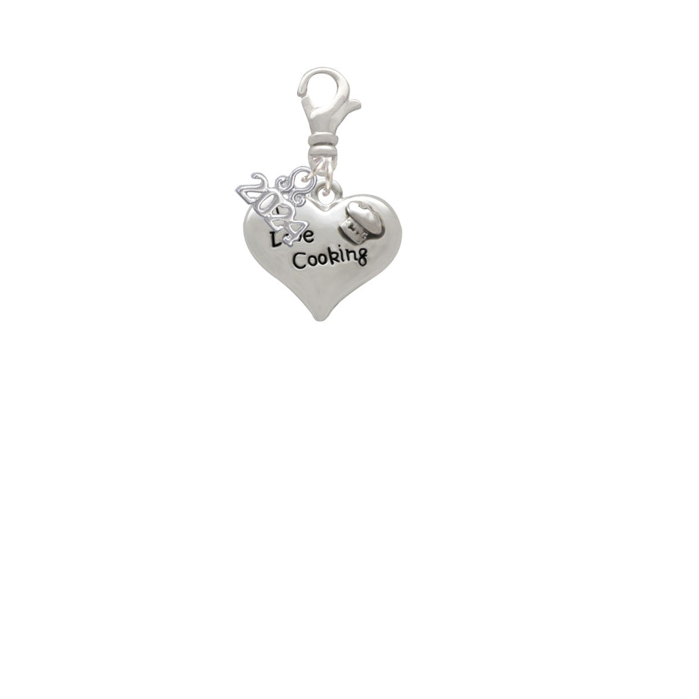 Delight Jewelry Silvertone I love Cooking Heart with Chef Hat Clip on Charm with Year 2024 Image 2