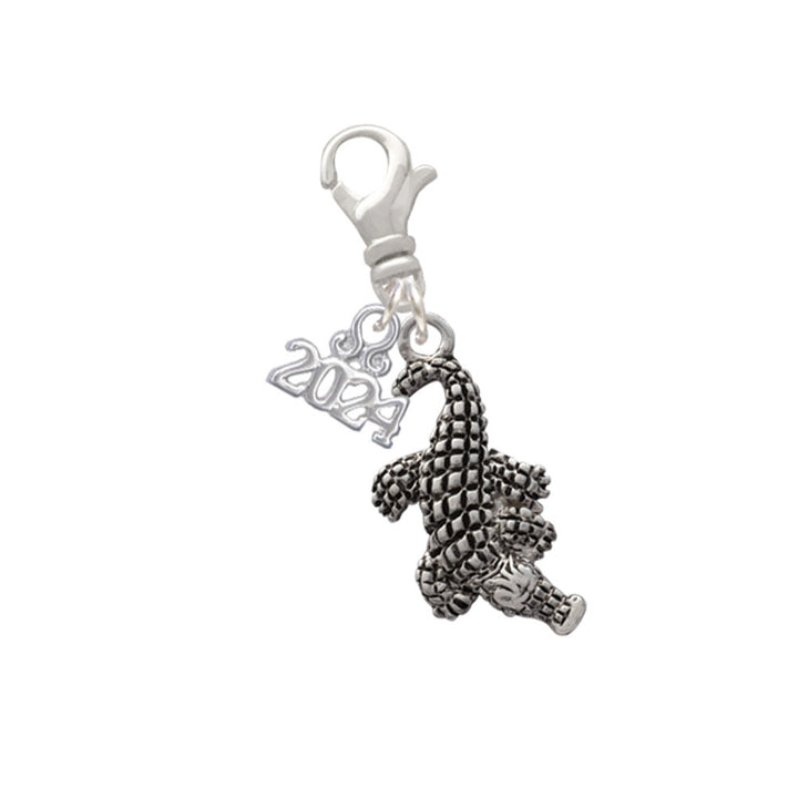 Delight Jewelry Silvertone Alligator Clip on Charm with Year 2024 Image 1