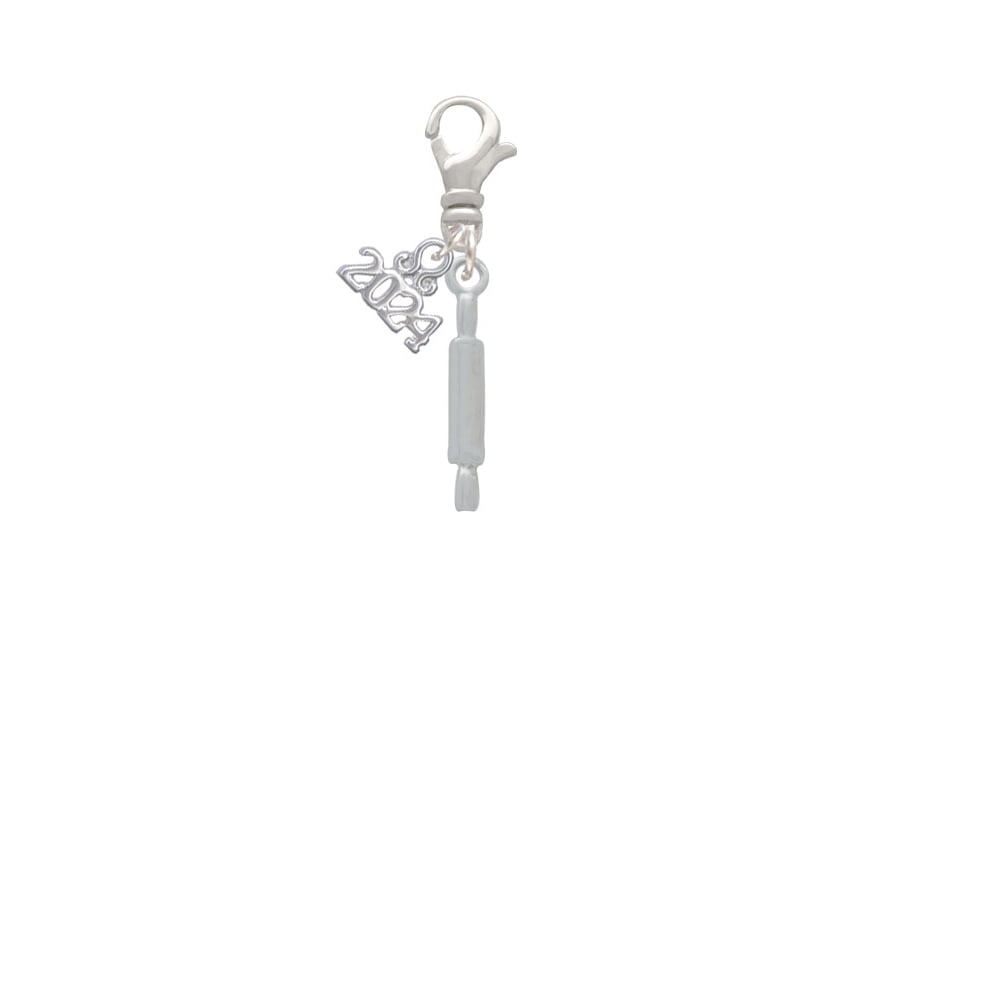 Delight Jewelry Silvertone Rolling Pin Clip on Charm with Year 2024 Image 2