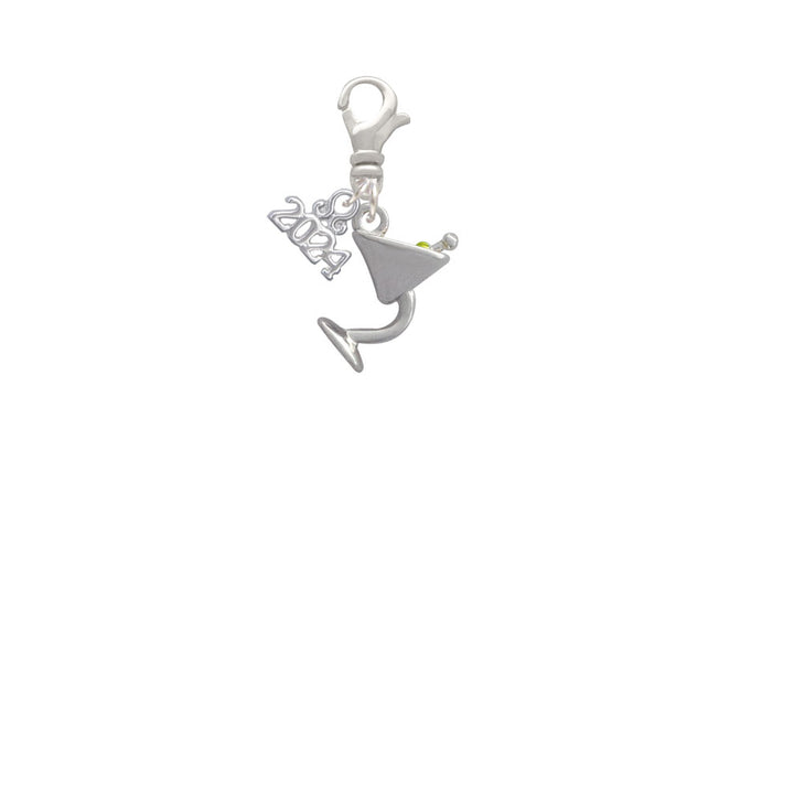 Delight Jewelry Silvertone Martini Drink with Olive Clip on Charm with Year 2024 Image 2