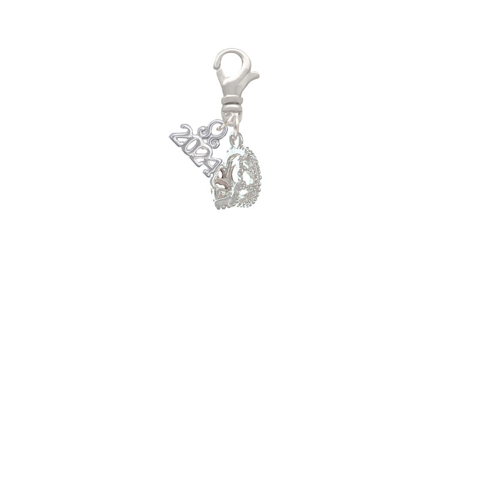Delight Jewelry Silvertone 3-D Tiara Clip on Charm with Year 2024 Image 2