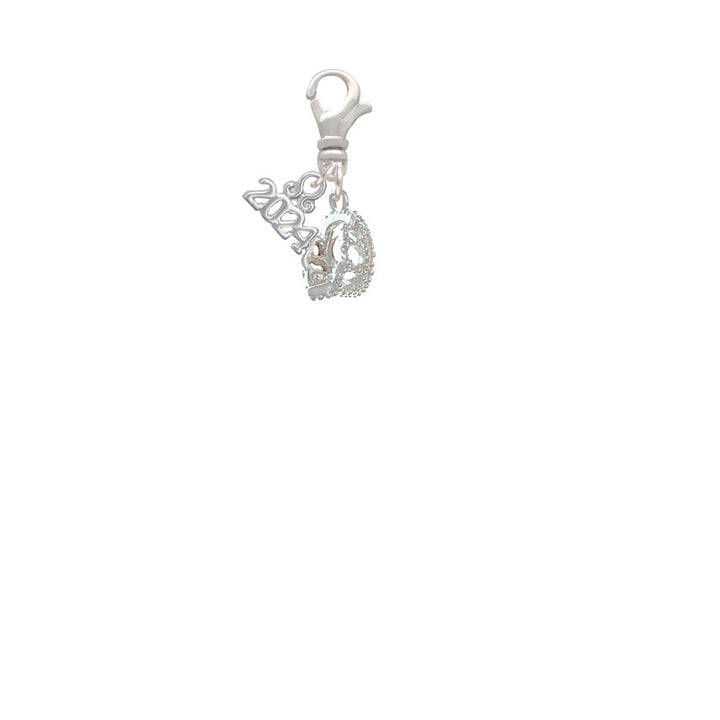 Delight Jewelry Silvertone 3-D Tiara Clip on Charm with Year 2024 Image 2