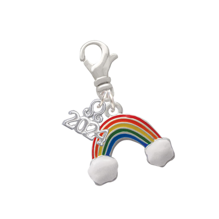 Delight Jewelry Silvertone Enamel Rainbow Clip on Charm with Year 2024 Image 1