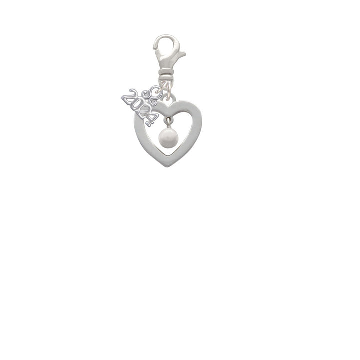 Delight Jewelry Silvertone Open heart with Imitation Pearl Drop Clip on Charm with Year 2024 Image 2