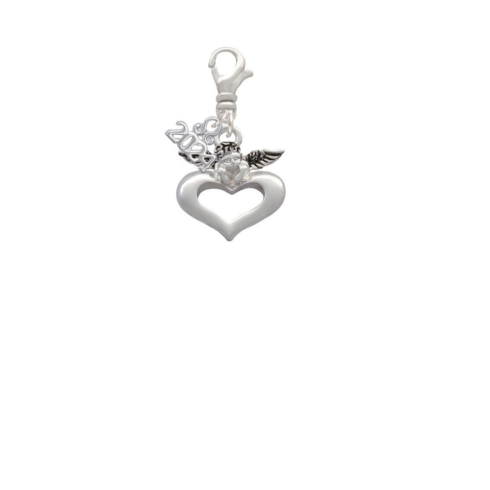 Delight Jewelry Silvertone Guardian Angel over Heart Clip on Charm with Year 2024 Image 2