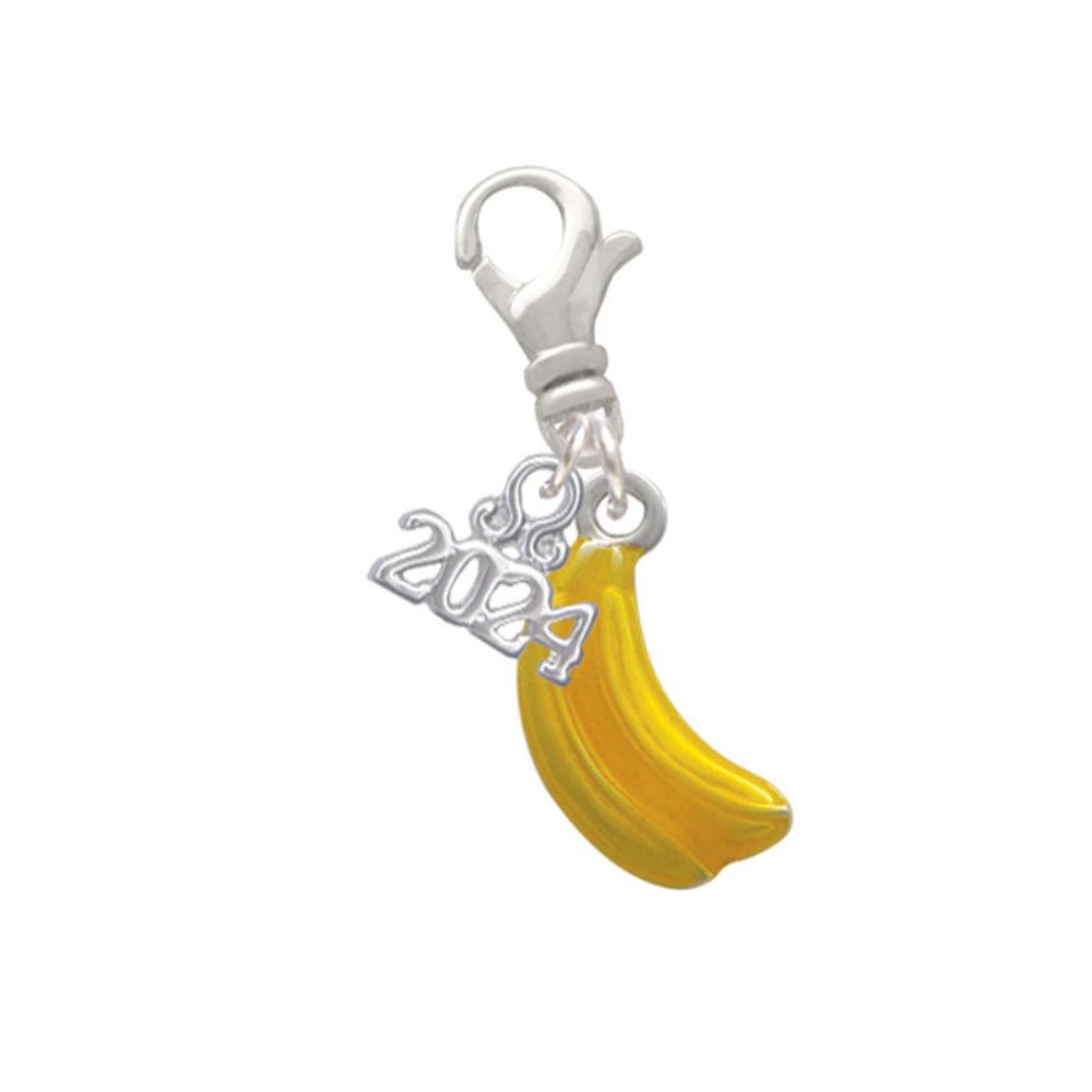 Delight Jewelry Silvertone 3-D Yellow Enamel Bananas Clip on Charm with Year 2024 Image 1