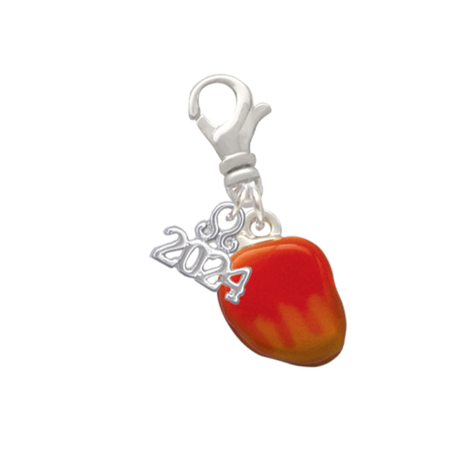 Delight Jewelry Silvertone 3-D Enamel Mango Clip on Charm with Year 2024 Image 1