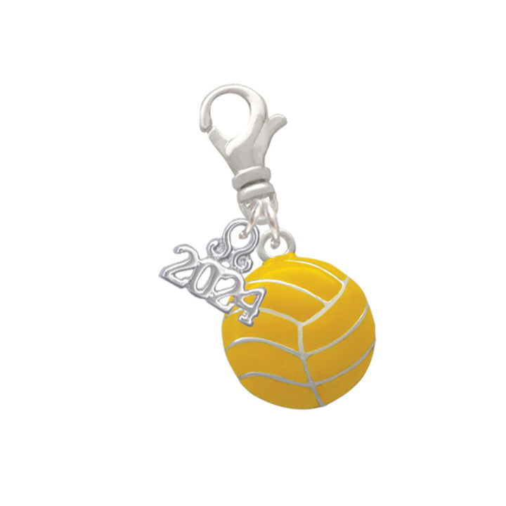 Delight Jewelry Silvertone Large Water Polo Ball Clip on Charm with Year 2024 Image 1