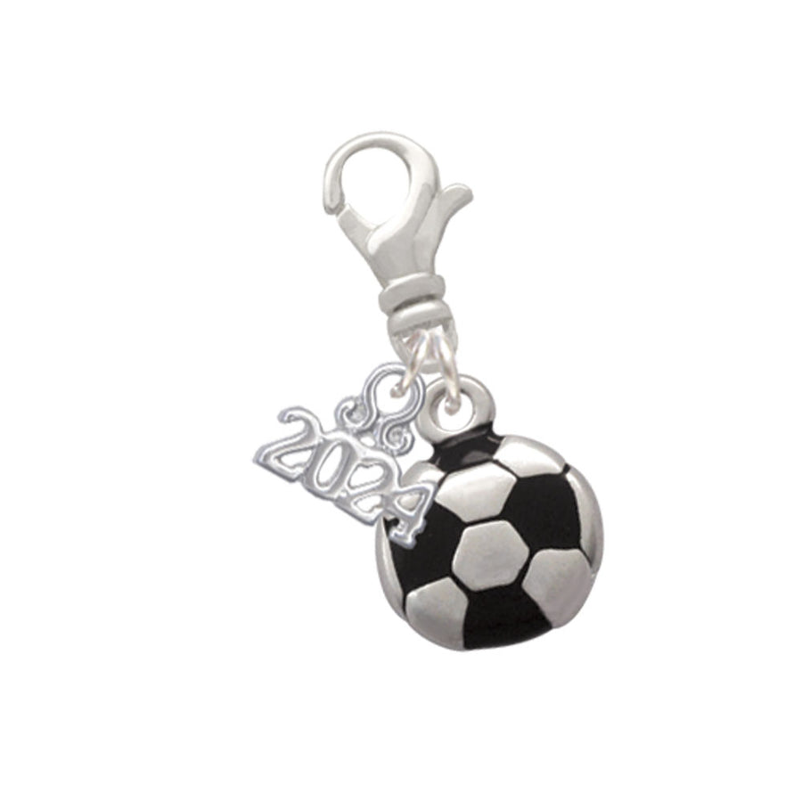 Delight Jewelry Silvertone Soccer ball Clip on Charm with Year 2024 Image 1