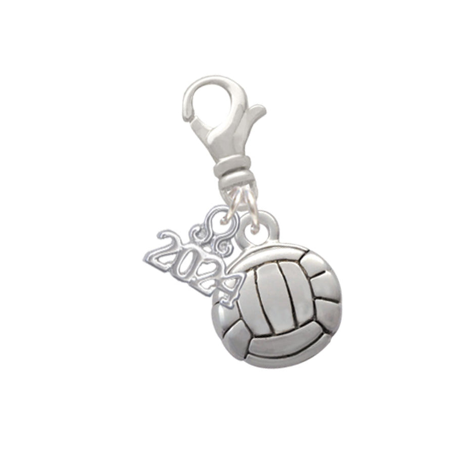 Delight Jewelry Silvertone Volleyball or Water Polo Ball Clip on Charm with Year 2024 Image 1