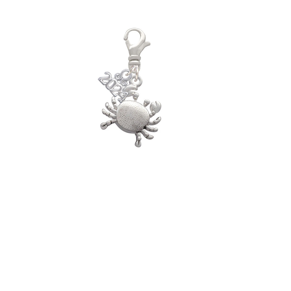 Delight Jewelry Silvertone Antiqued Crab Clip on Charm with Year 2024 Image 2