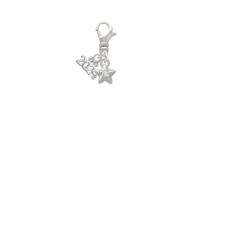 Delight Jewelry Silvertone Mini Star with Clear Crystal Clip on Charm with Year 2024 Image 2