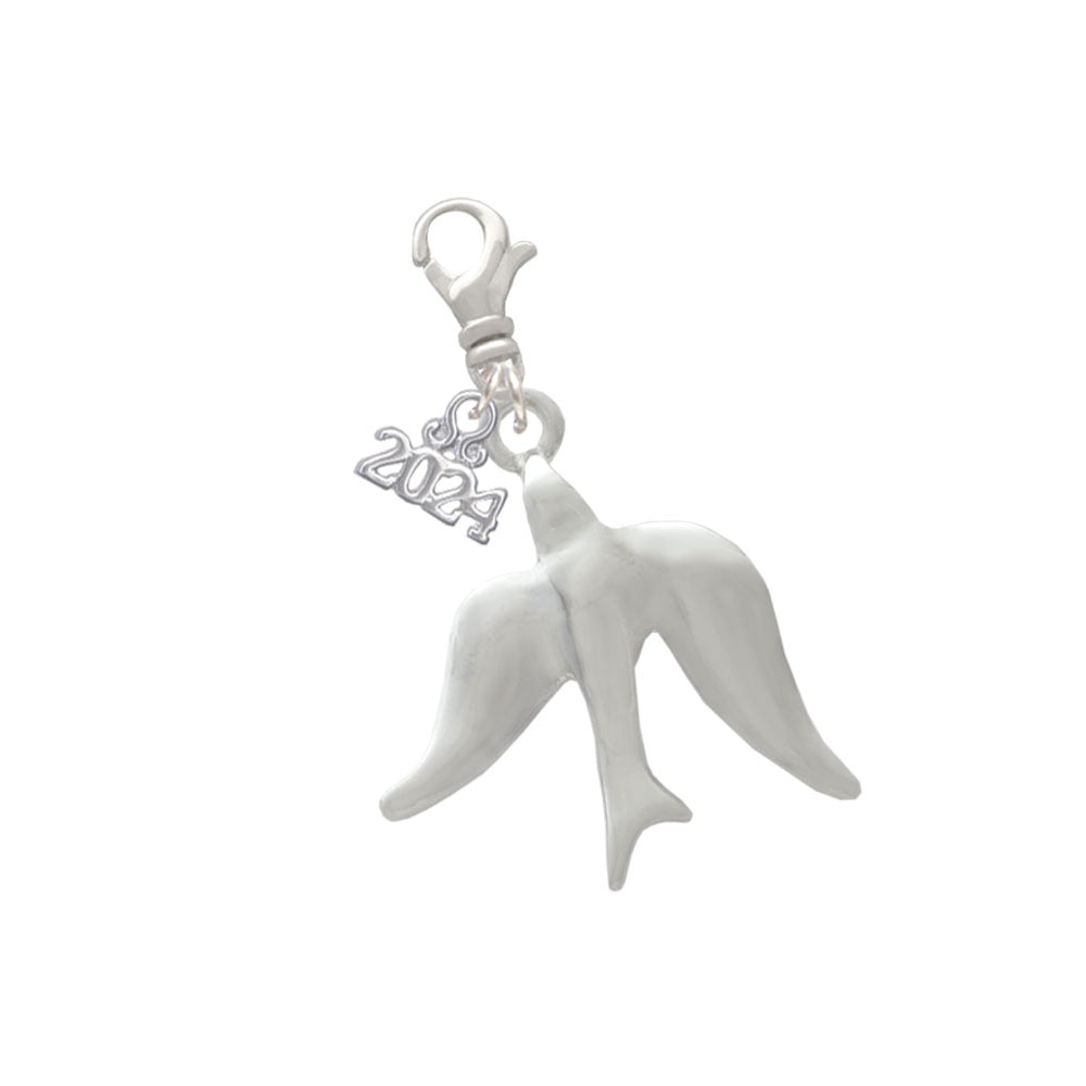 Delight Jewelry Silvertone 3-D Dove Clip on Charm with Year 2024 Image 1