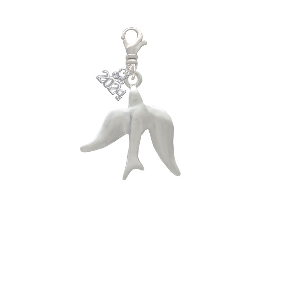 Delight Jewelry Silvertone 3-D Dove Clip on Charm with Year 2024 Image 2