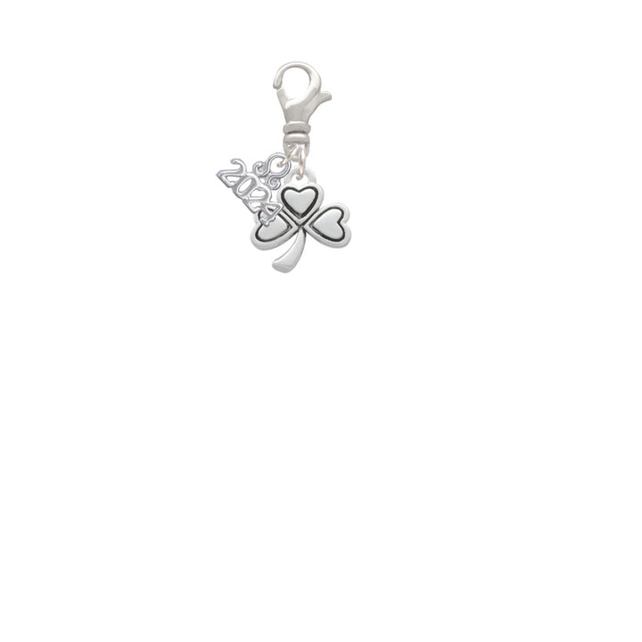 Delight Jewelry Silvertone Antiqued Shamrock Clip on Charm with Year 2024 Image 2