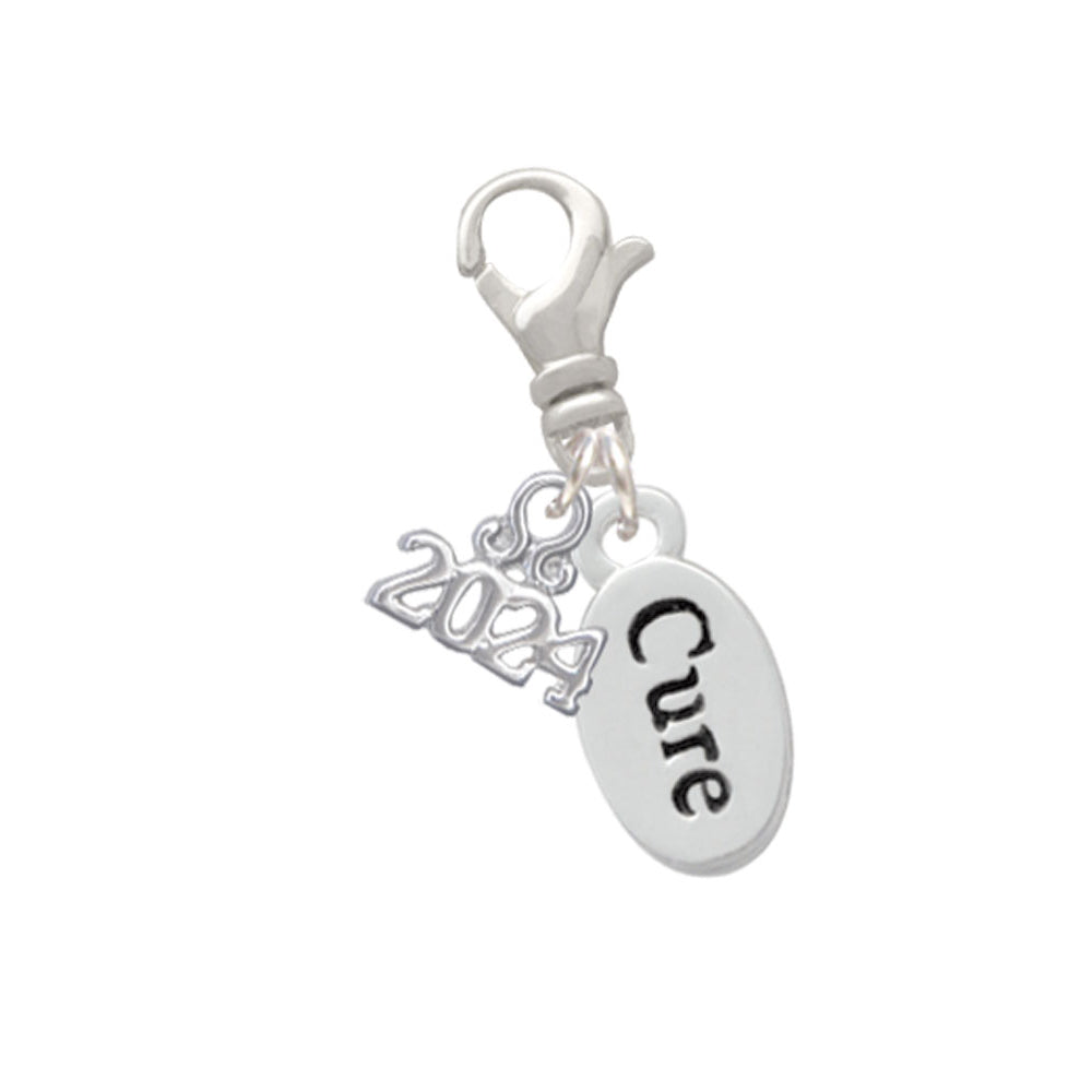 Delight Jewelry Silvertone Cure in oval Clip on Charm with Year 2024 Image 1