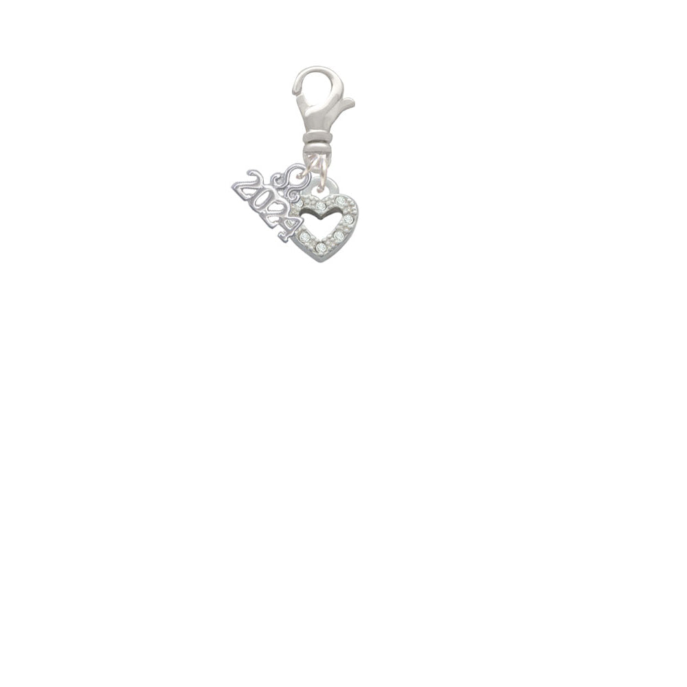 Delight Jewelry Silvertone Mini Clear Crystal Heart Clip on Charm with Year 2024 Image 2