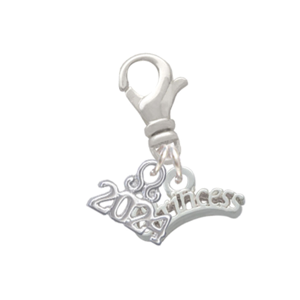 Delight Jewelry Silvertone Script Princess Clip on Charm with Year 2024 Image 1