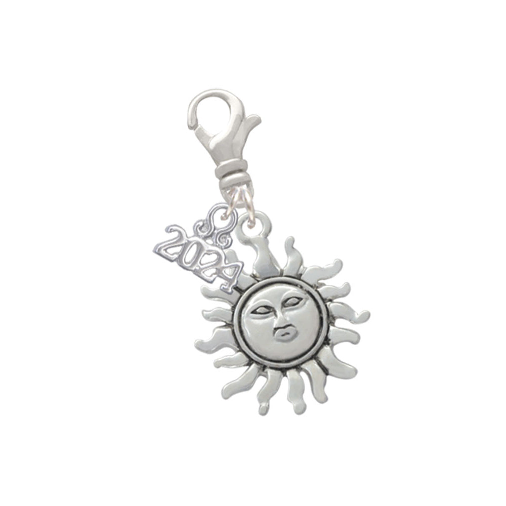 Delight Jewelry Silvertone Sun Clip on Charm with Year 2024 Image 1