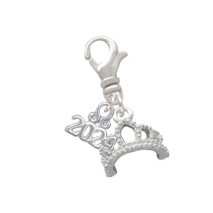 Delight Jewelry Silvertone Princess Tiara Clip on Charm with Year 2024 Image 1
