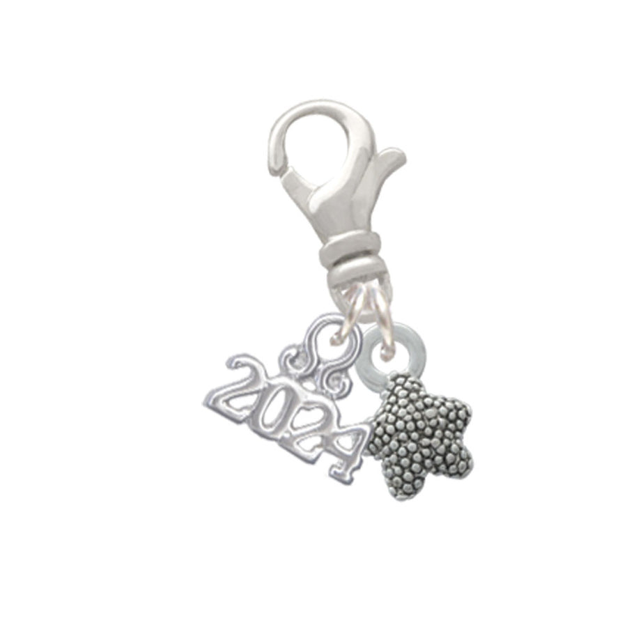 Delight Jewelry Silvertone Mini Starfish Two Sided Clip on Charm with Year 2024 Image 1