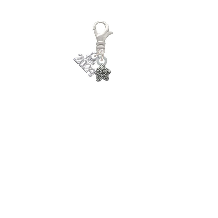 Delight Jewelry Silvertone Mini Starfish Two Sided Clip on Charm with Year 2024 Image 2