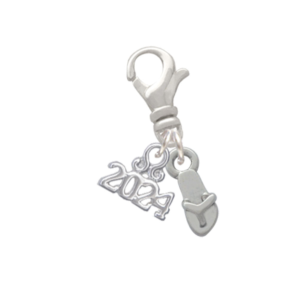 Delight Jewelry Silvertone Mini Flip Flop Clip on Charm with Year 2024 Image 1