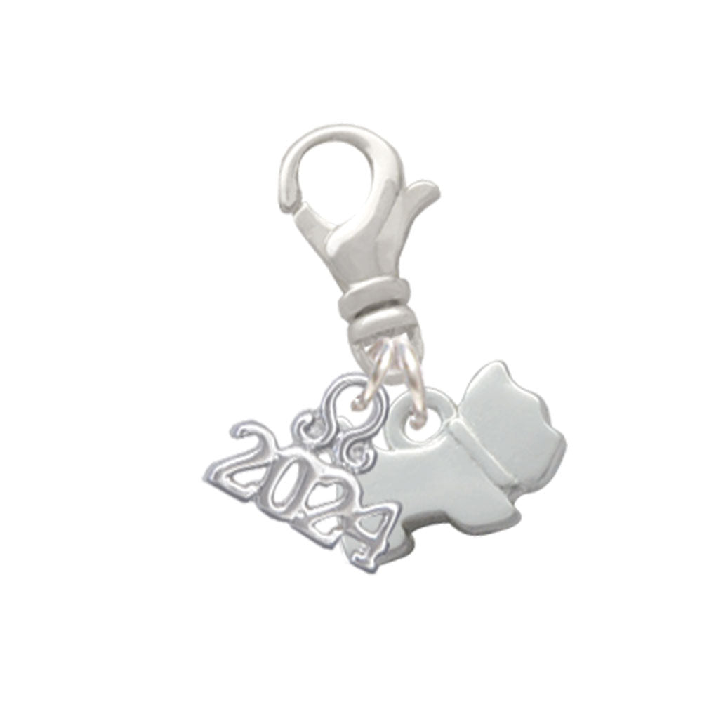 Delight Jewelry Silvertone Mini Scottie Dog Clip on Charm with Year 2024 Image 1