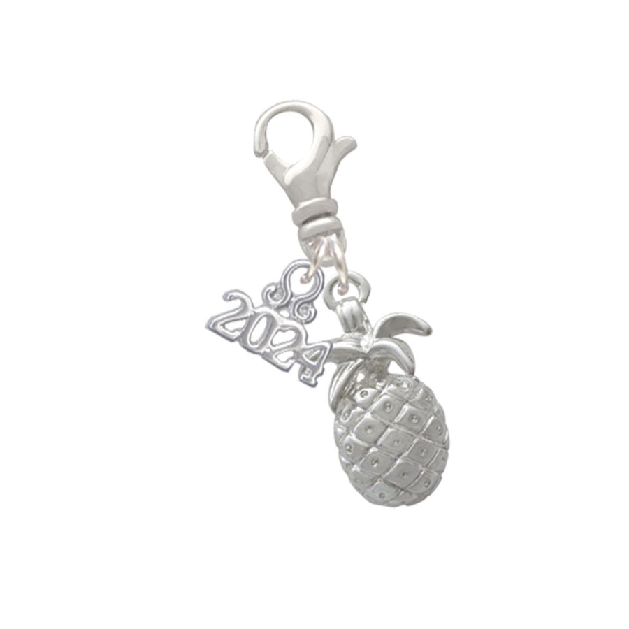 Delight Jewelry Silvertone Pineapple Clip on Charm with Year 2024 Image 1