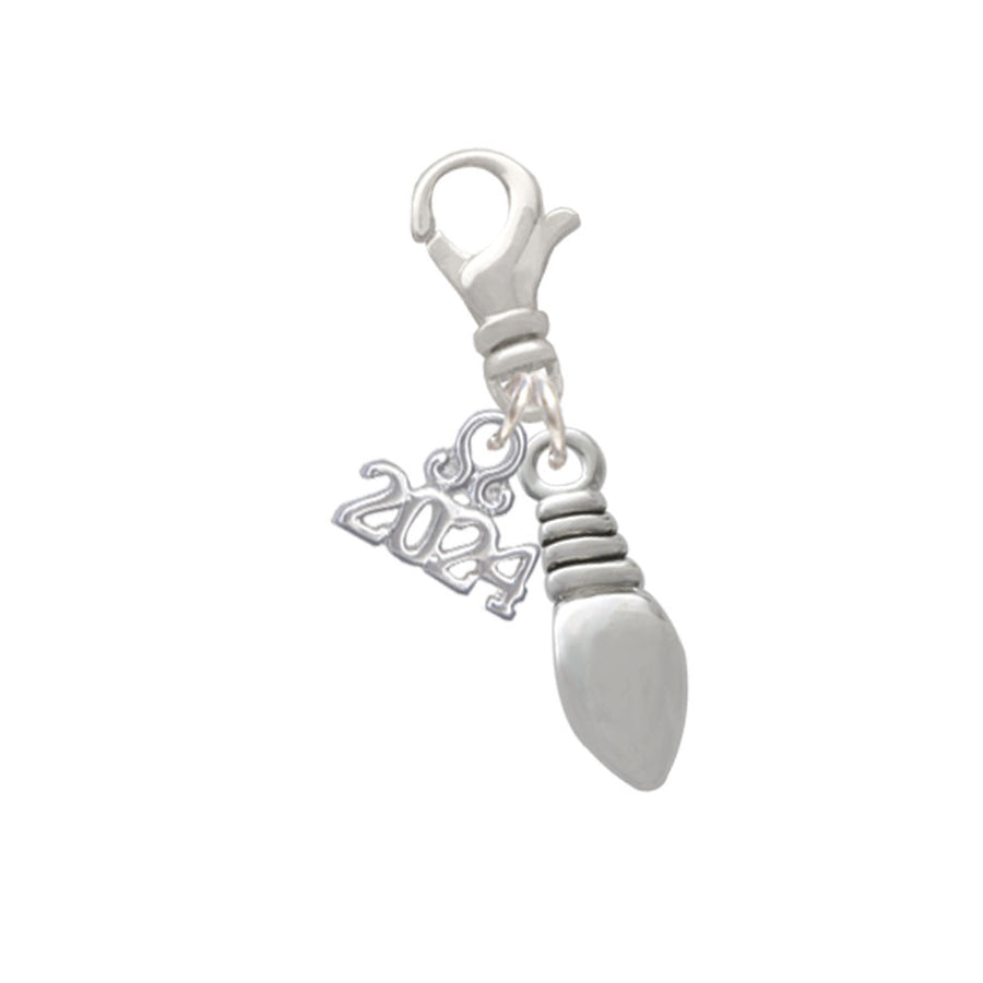 Delight Jewelry Silvertone Mini Christmas Light Clip on Charm with Year 2024 Image 1
