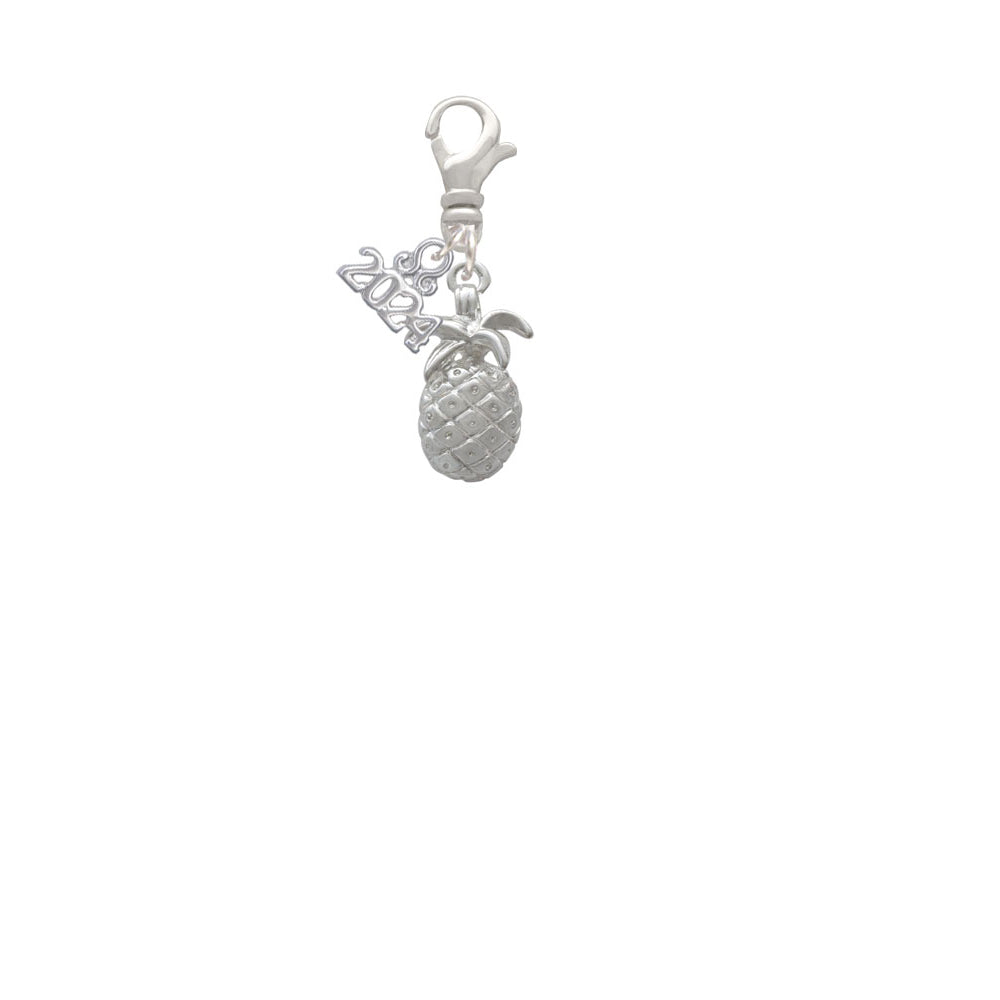 Delight Jewelry Silvertone Pineapple Clip on Charm with Year 2024 Image 2