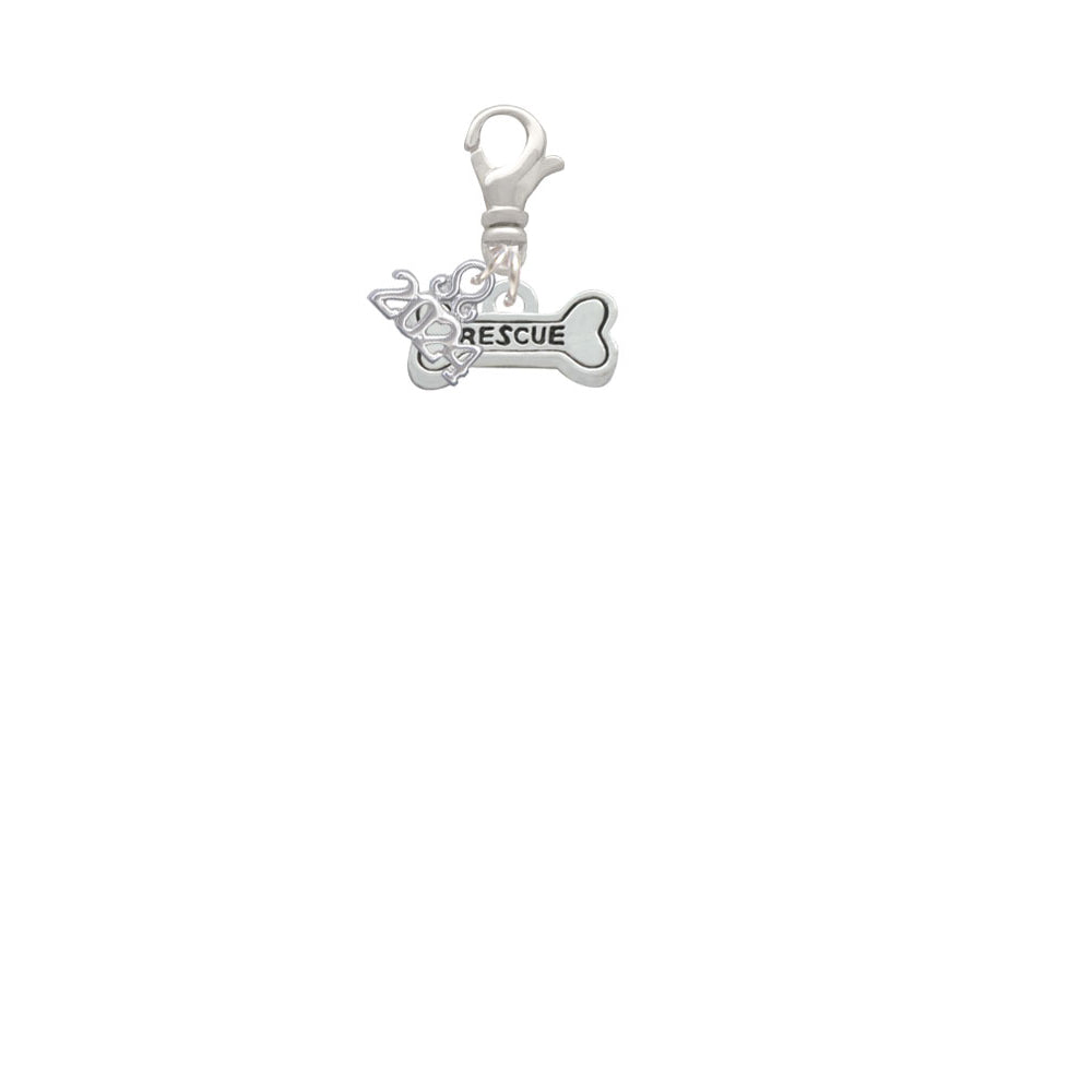 Delight Jewelry Silvertone Mini Rescue Dog Bone Clip on Charm with Year 2024 Image 2