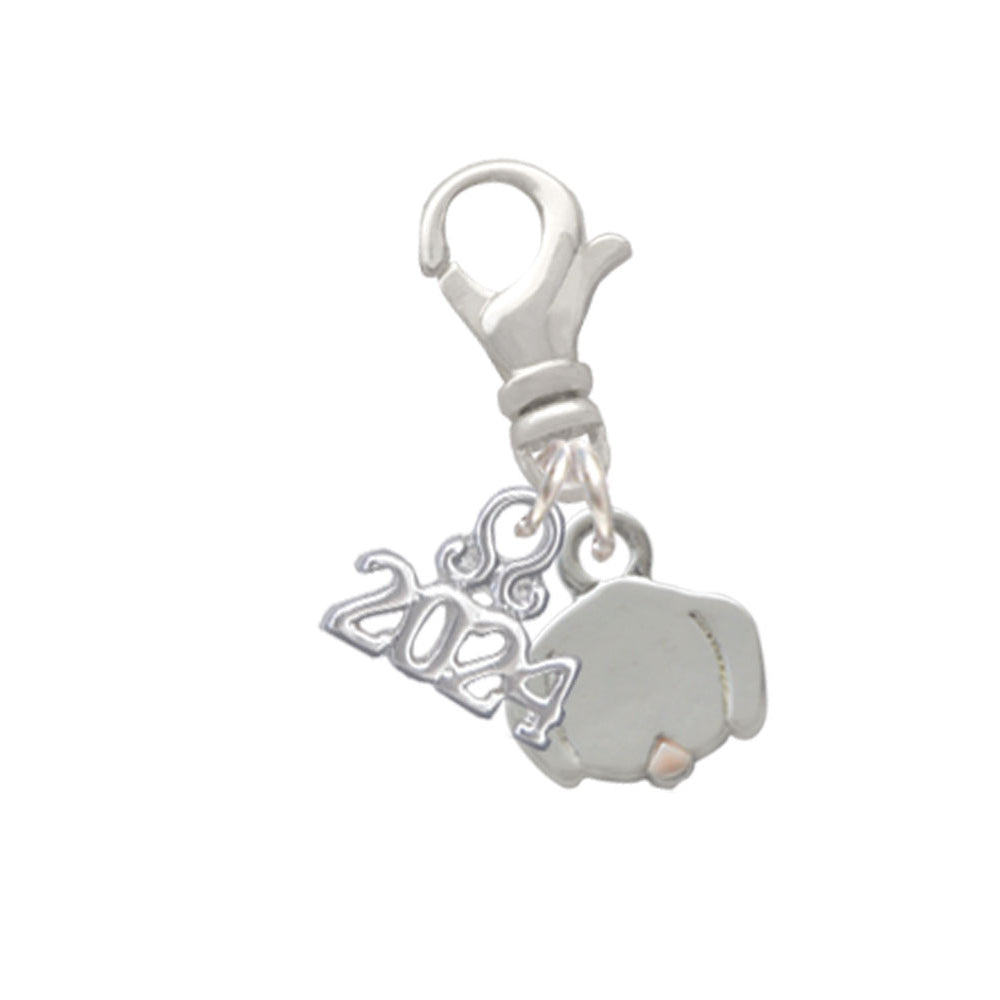 Delight Jewelry Silvertone Mini Dog Face with Tongue Clip on Charm with Year 2024 Image 1
