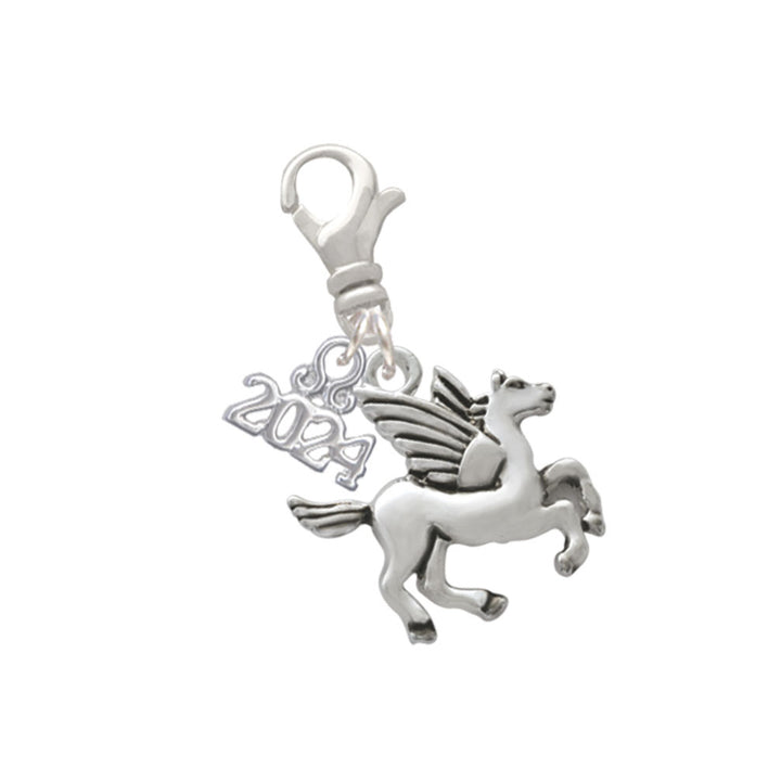 Delight Jewelry Silvertone Medium Pegasus Clip on Charm with Year 2024 Image 1
