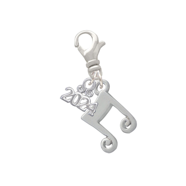 Delight Jewelry Silvertone Double Music Note Clip on Charm with Year 2024 Image 1